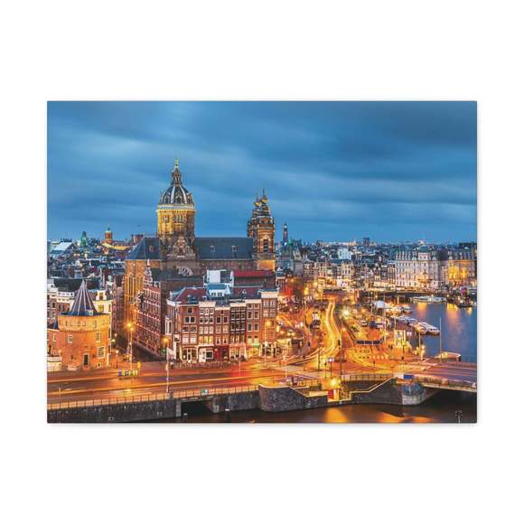 Amsterdam Night Skyline Canvas Artwork Breathtaking Stunning Cityscape for Home